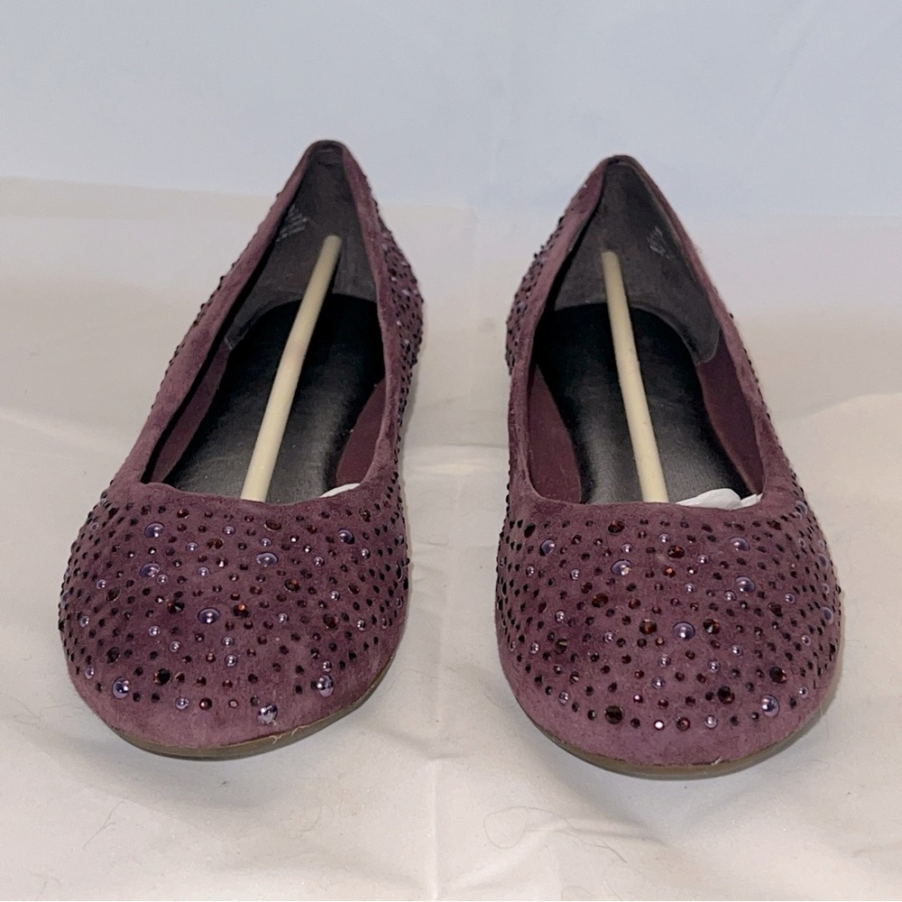 Gently used…Sperry Top Sider EMMA 9M Purple Suede Ballet Flats Shoes SPARKLY!
